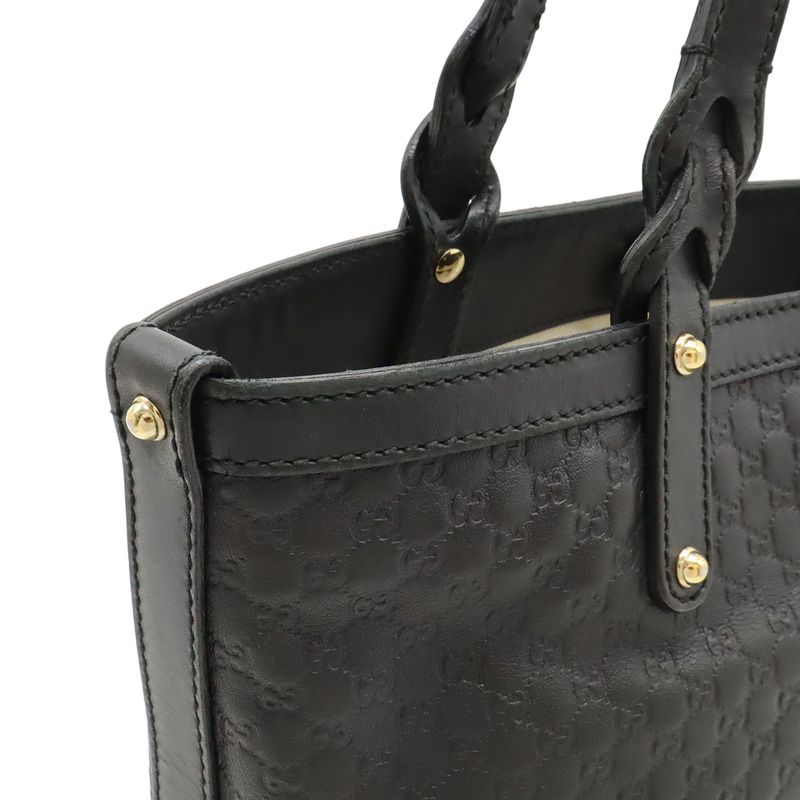 Gucci Micro Guccissima Tote Mini Tote Handbag Leather Black With Gold Hardware