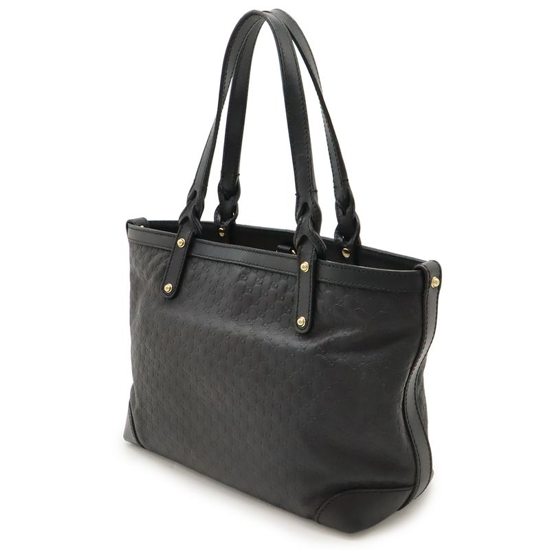 Gucci Micro Guccissima Tote Mini Tote Handbag Leather Black With Gold Hardware