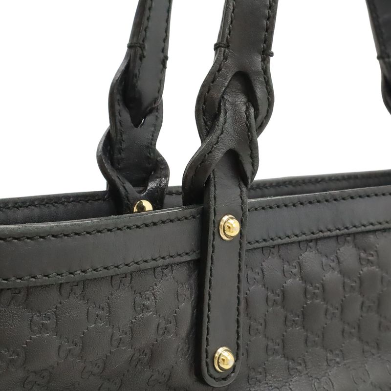 Gucci Micro Guccissima Tote Mini Tote Handbag Leather Black With Gold Hardware