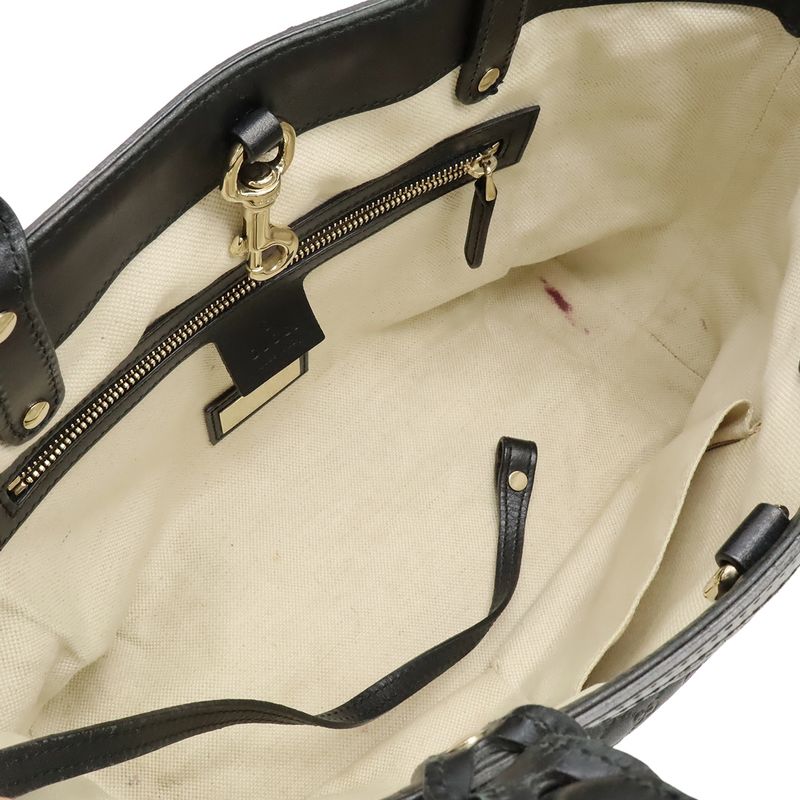Gucci Micro Guccissima Tote Mini Tote Handbag Leather Black With Gold Hardware