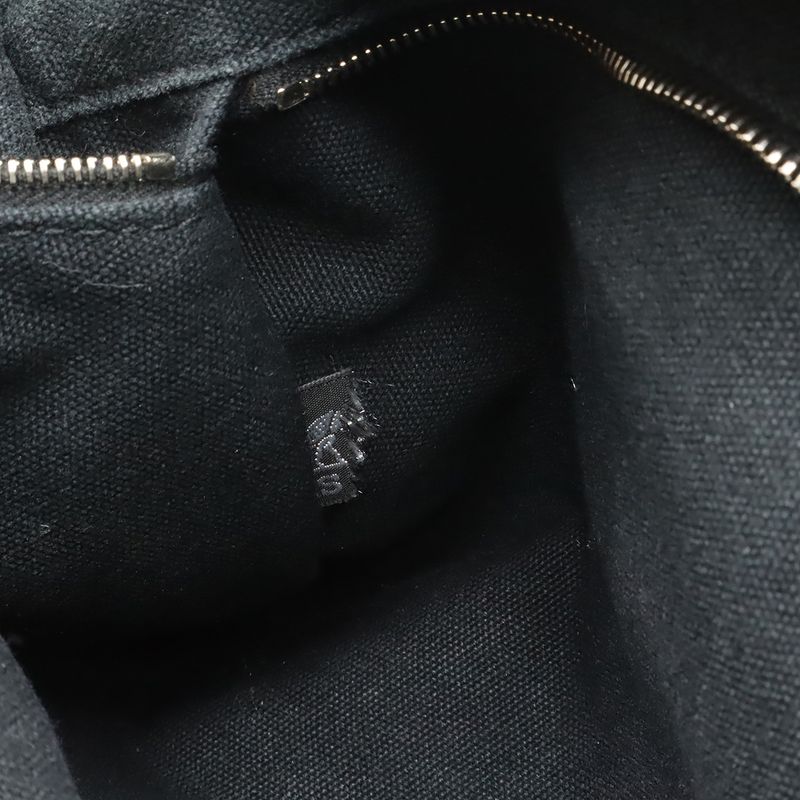 Hermes Troca Horizontal PM Tote Handbag Canvas Leather Black Brown Beige