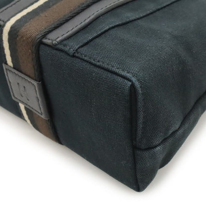 Hermes Troca Horizontal PM Tote Handbag Canvas Leather Black Brown Beige