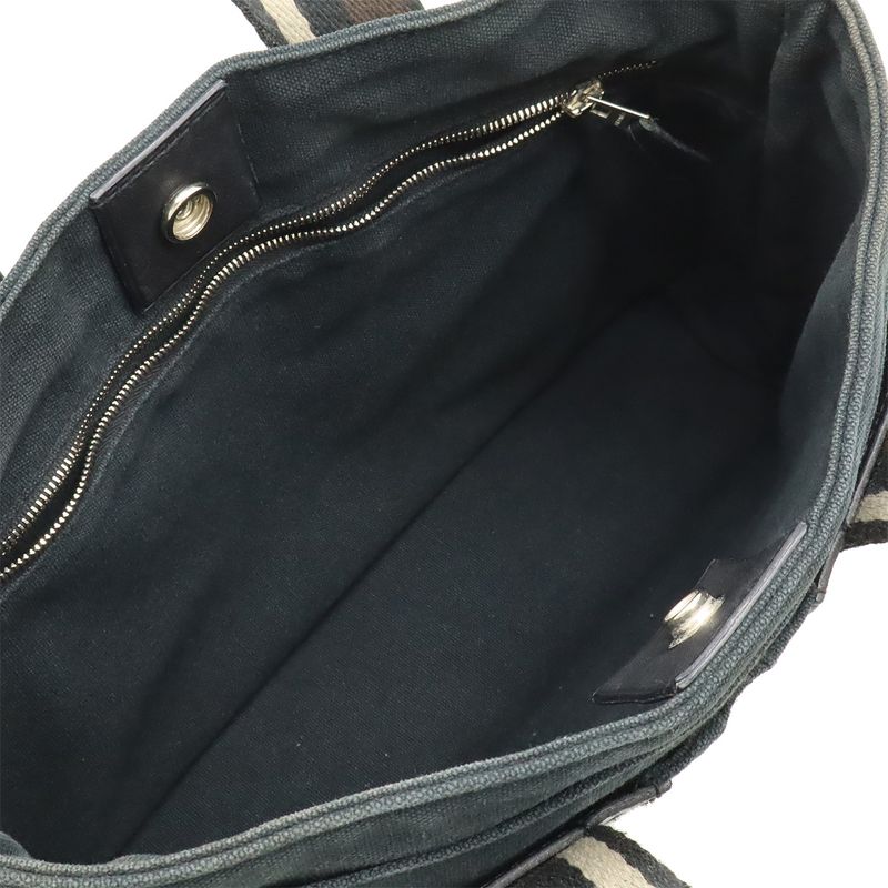 Hermes Troca Horizontal PM Tote Handbag Canvas Leather Black Brown Beige