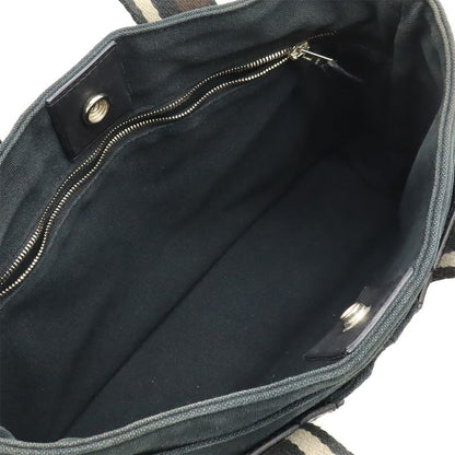 Hermes Troca Horizontal PM Tote Handbag Canvas Leather Black Brown Beige