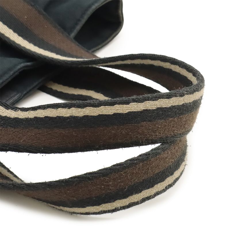 Hermes Troca Horizontal PM Tote Handbag Canvas Leather Black Brown Beige