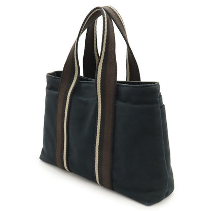 Hermes Troca Horizontal PM Tote Handbag Canvas Leather Black Brown Beige