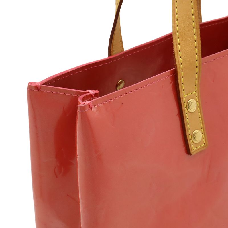 Louis Vuitton Monogram Vernis Reed PM Handbag Tote Bag Enamel Calf Raspberry