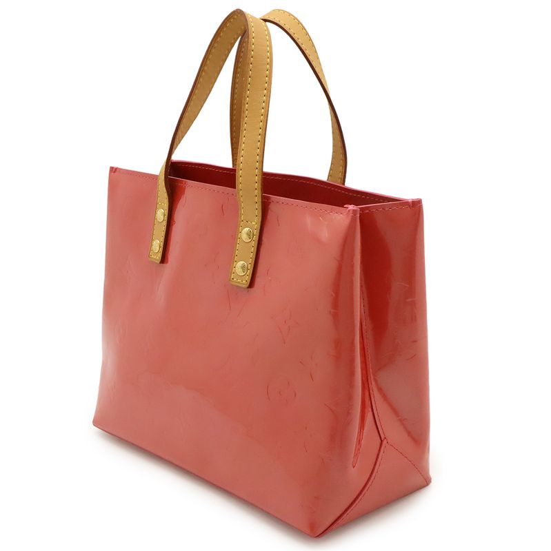 Louis Vuitton Monogram Vernis Reed PM Handbag Tote Bag Enamel Calf Raspberry
