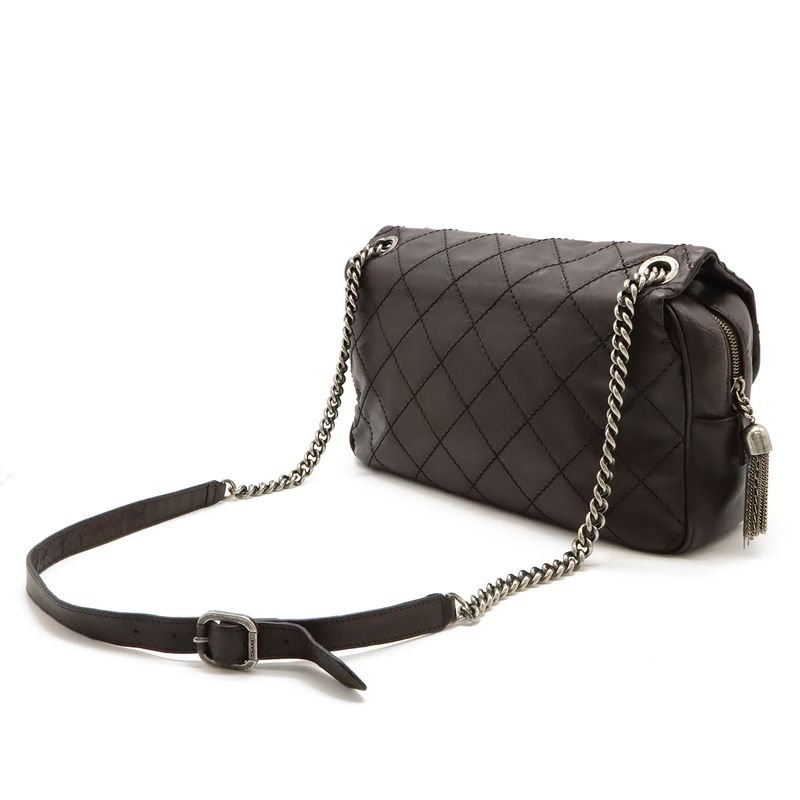 Chanel Wild Stitch Matelasse Coco Mark Chain Bag Shoulder Bag Leather Dark