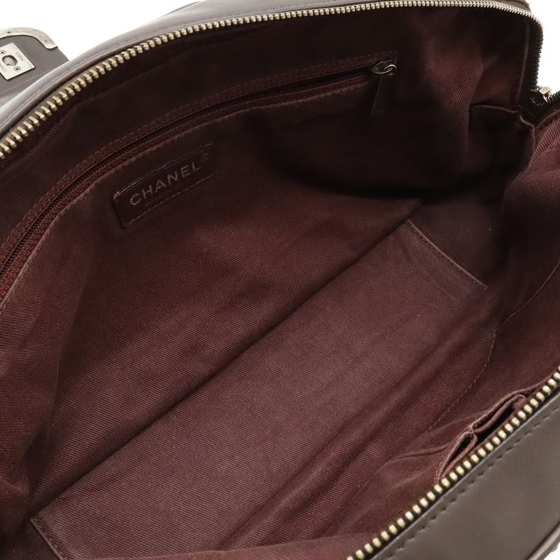 Chanel Wild Stitch Matelasse Coco Mark Chain Bag Shoulder Bag Leather Dark