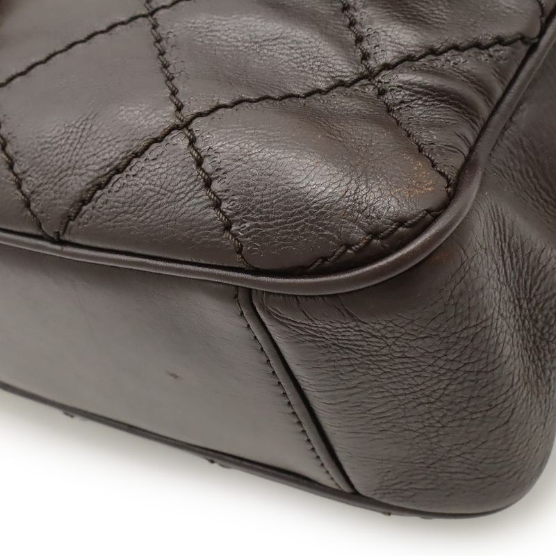 Chanel Wild Stitch Matelasse Coco Mark Chain Bag Shoulder Bag Leather Dark