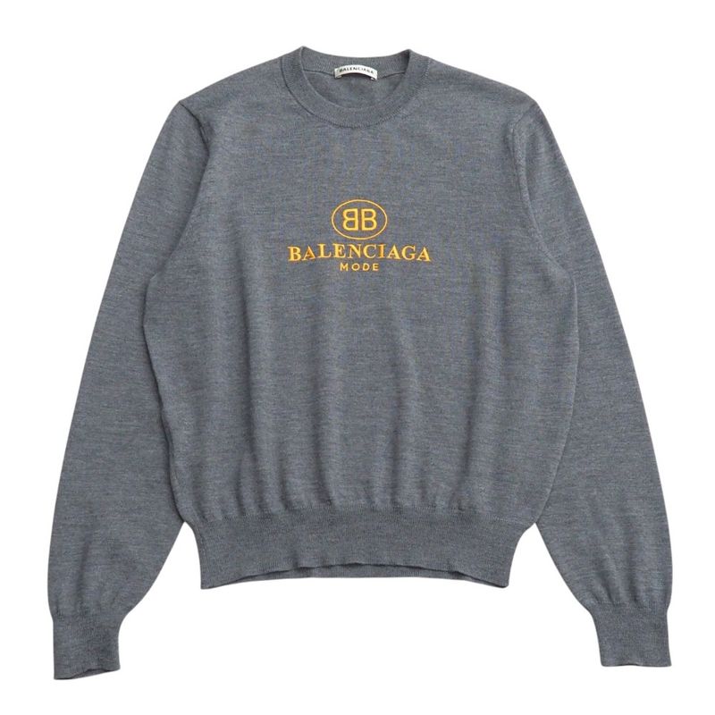 Balenciaga Knit Size 38 BB MODE Logo Embroidery Crewneck Sweater Made In