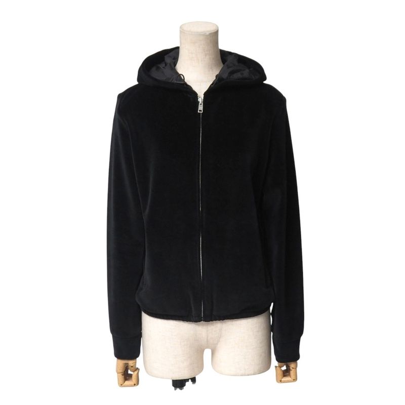 Prada Hoodie Size S Velvet Velour Zip Up Hooded 20251117 Ra6676