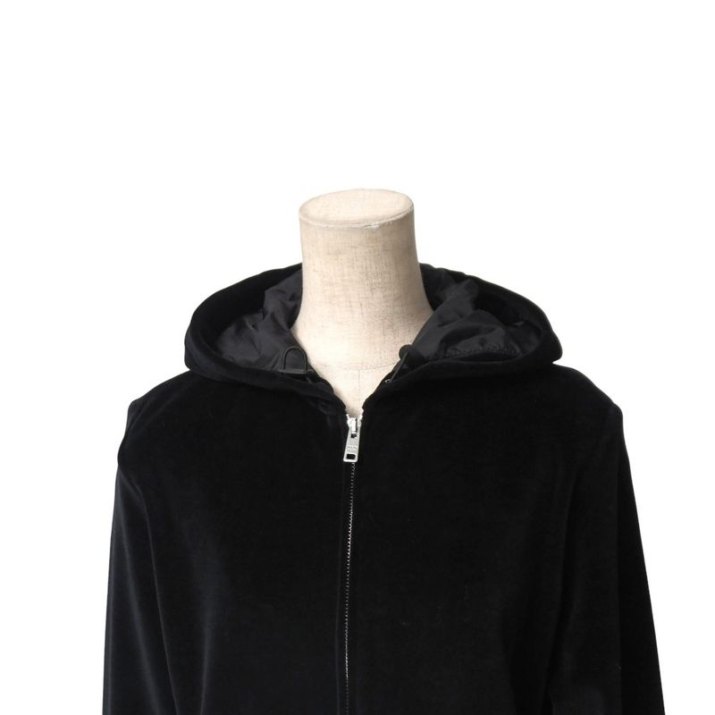 Prada Hoodie Size S Velvet Velour Zip Up Hooded 20251117 Ra6676