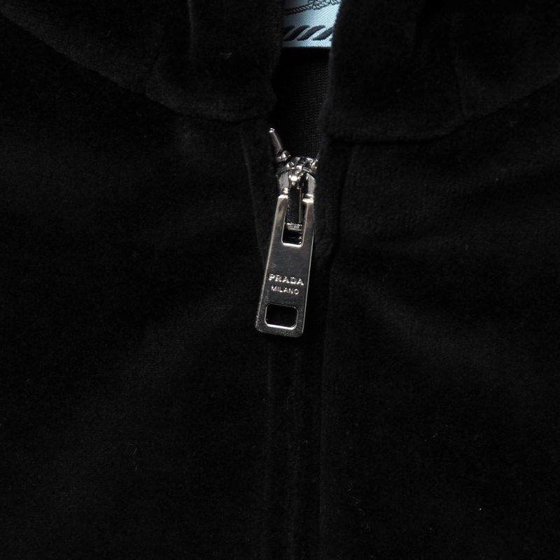 Prada Hoodie Size S Velvet Velour Zip Up Hooded 20251117 Ra6676