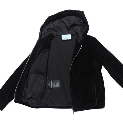 Prada Hoodie Size S Velvet Velour Zip Up Hooded 20251117 Ra6676
