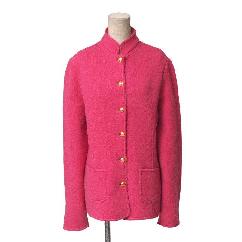 Gucci Vintage Jacket Zamasport GG Button Alpaca Blend Stand Collar Made In