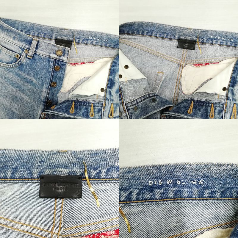 Saint Laurent Paris D19 W Sl-mw 19AW Bandana Patch Cut Off Denim Pants 26