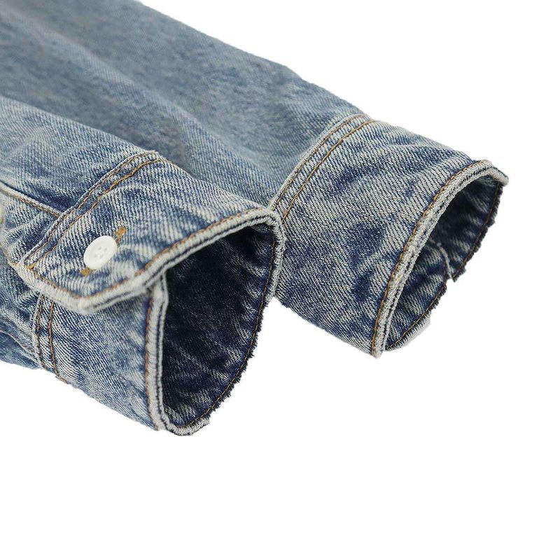 Loewe 24aw Bow Tie Washed Denim Shirt S359y1dx08 Indigo Blue 40