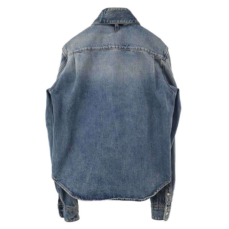 Loewe 24aw Bow Tie Washed Denim Shirt S359y1dx08 Indigo Blue 40