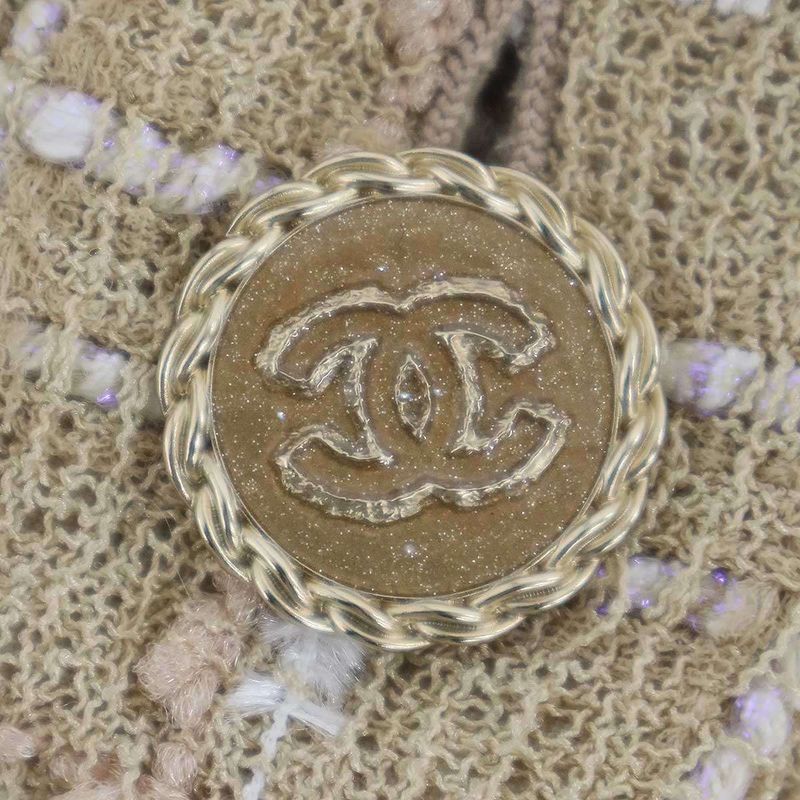 Chanel 19ss Coco Mark Tweed Dress P61336v46703 Beige 36