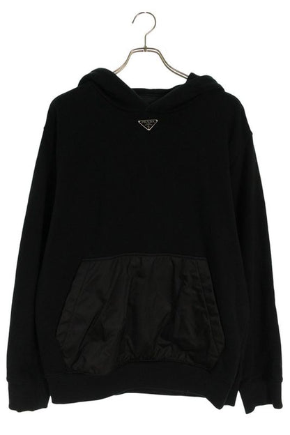 Prada Ujl45b Re-nylon Switched Triangle Plate Pullover Hoodie Men's XS