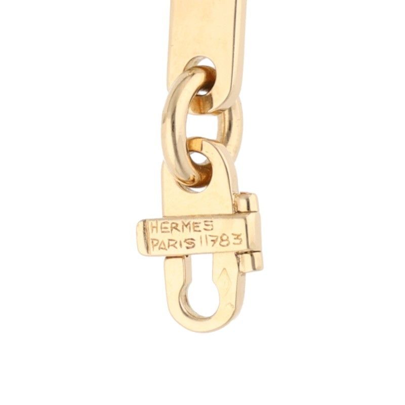 Hermes 18K Yellow Gold Plate Chain Bracelet With Charm Men's
