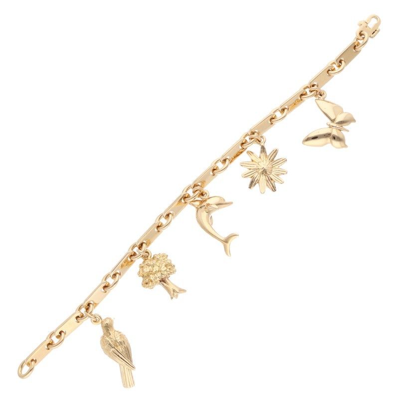 Hermes 18K Yellow Gold Plate Chain Bracelet With Charm Men's