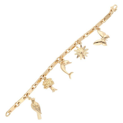 Hermes 18K Yellow Gold Plate Chain Bracelet With Charm Men's