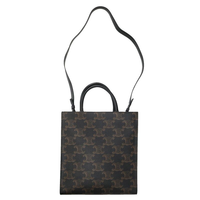 Celine Vertical Cabas Medium Triomphe Logo Leather 2WAY Tote Bag Men's