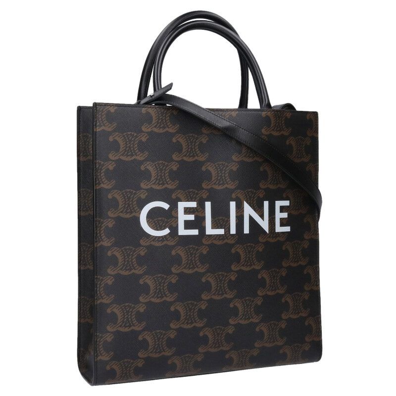 Celine Vertical Cabas Medium Triomphe Logo Leather 2WAY Tote Bag Men's