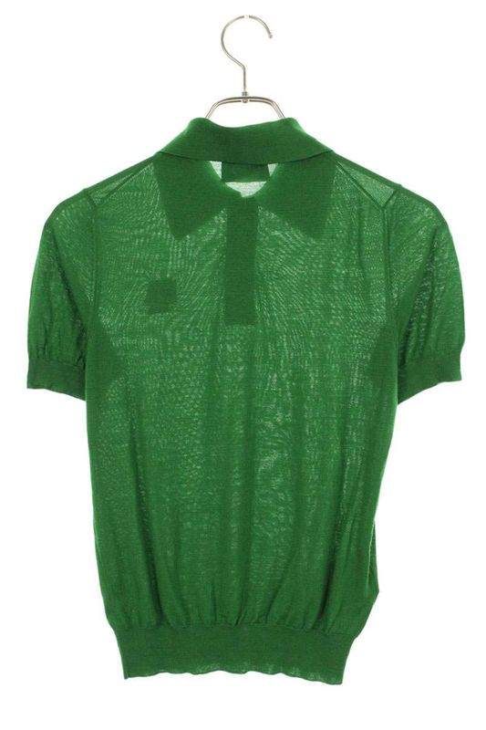 Prada P24l00 One Point Logo Knit Short Sleeved Polo Shirt Women 38