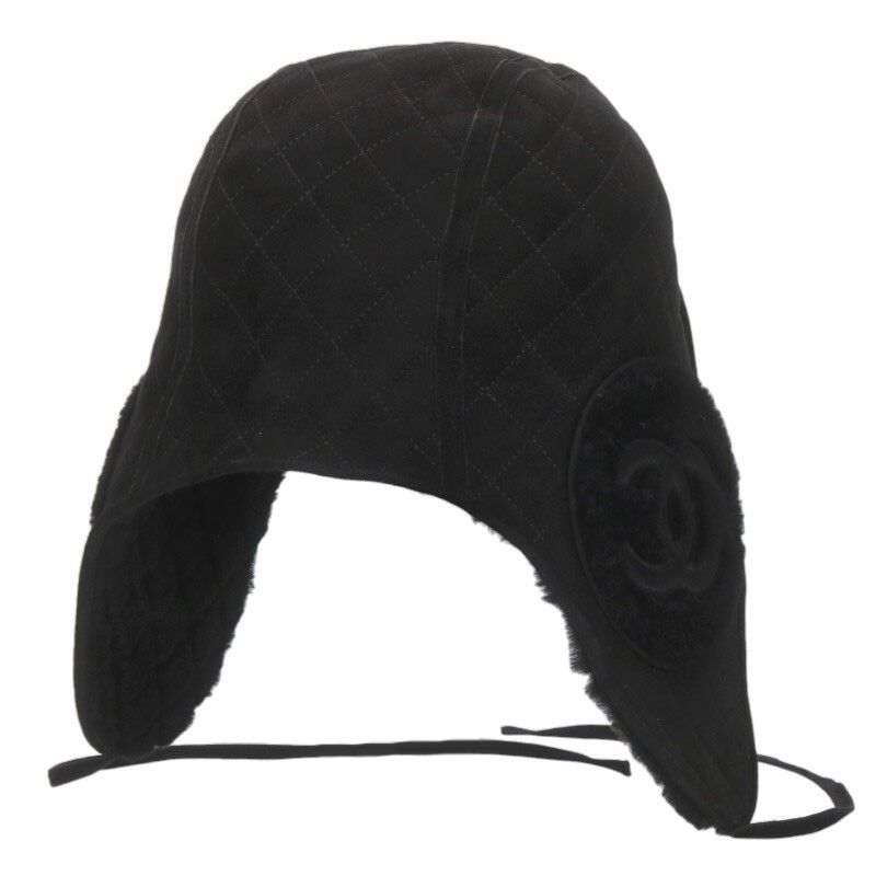 Chanel Aaa429 Coconage Cocomark Suede Pilot Cap Hat Women FREE