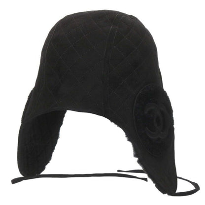 Chanel Aaa429 Coconage Cocomark Suede Pilot Cap Hat Women FREE