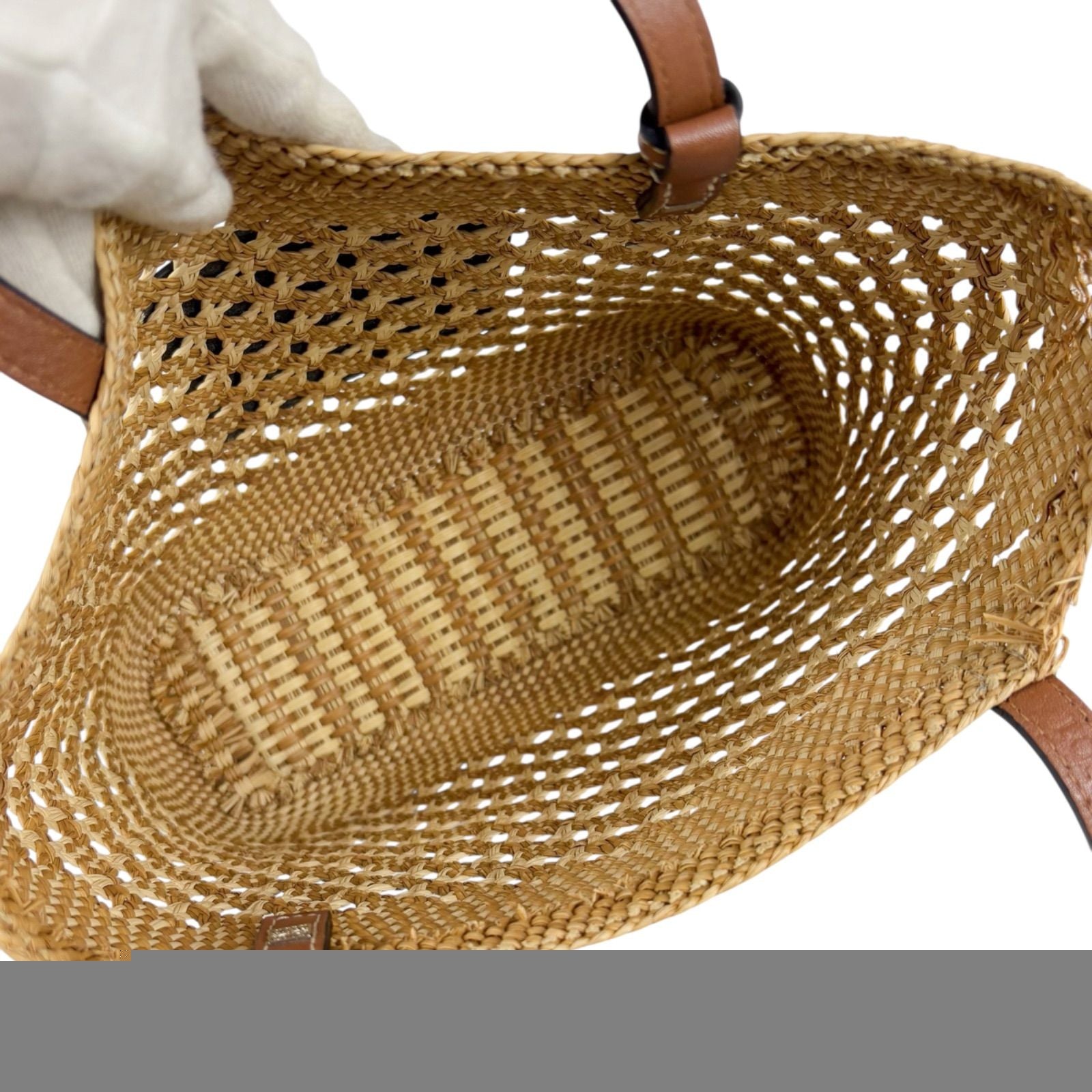 Loewe Square Basket Mini Tote Bag Small Anagram Logo Brown Tan Raffia Leather