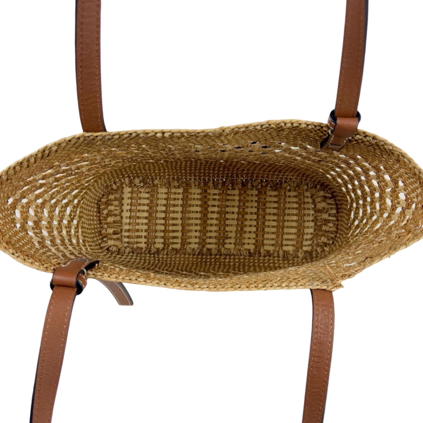 Loewe Square Basket Mini Tote Bag Small Anagram Logo Brown Tan Raffia Leather