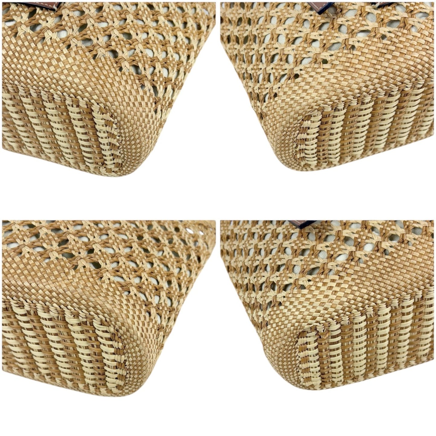 Loewe Square Basket Mini Tote Bag Small Anagram Logo Brown Tan Raffia Leather