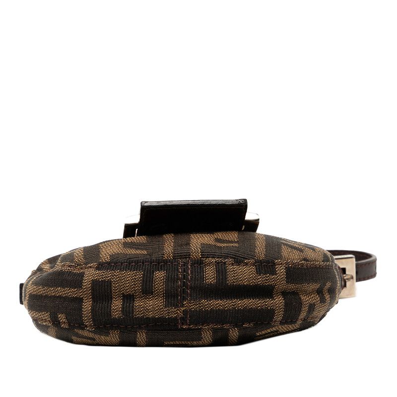 Fendi Zucca Mini Croissant Mini Pouch Handbag 26673 Brown Canvas Leather