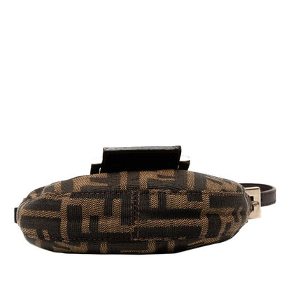 Fendi Zucca Mini Croissant Mini Pouch Handbag 26673 Brown Canvas Leather