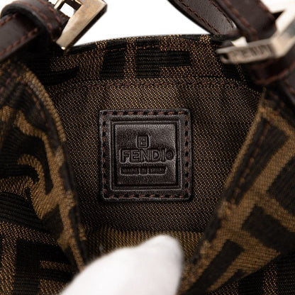 Fendi Zucca Mini Croissant Mini Pouch Handbag 26673 Brown Canvas Leather