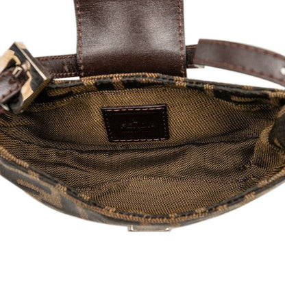Fendi Zucca Mini Croissant Mini Pouch Handbag 26673 Brown Canvas Leather