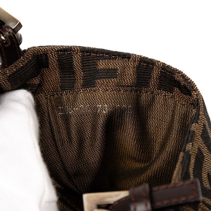 Fendi Zucca Mini Croissant Mini Pouch Handbag 26673 Brown Canvas Leather