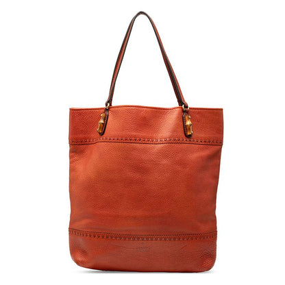 Gucci Bamboo Tote Shoulder Bag 338999 Redish Brown Leather Ladies Gucci