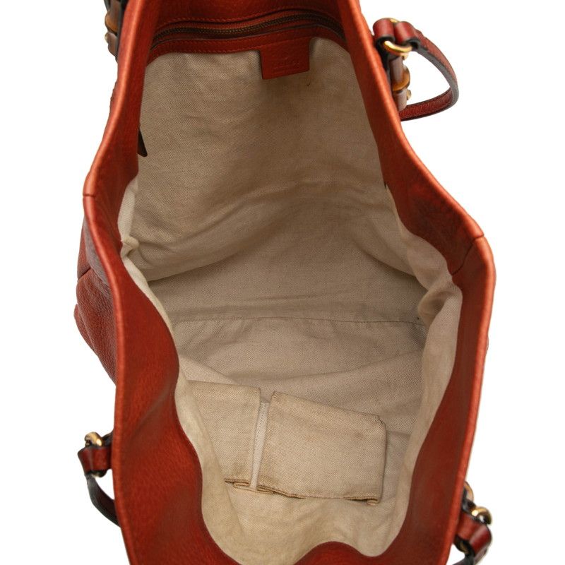 Gucci Bamboo Tote Shoulder Bag 338999 Redish Brown Leather Ladies Gucci