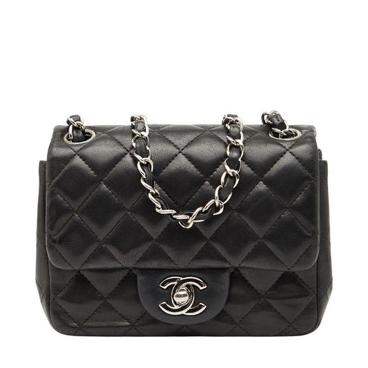 Chanel Matelasse 17 Coco Mark Chain Shoulder Bag Black Lambskin Women Chanel