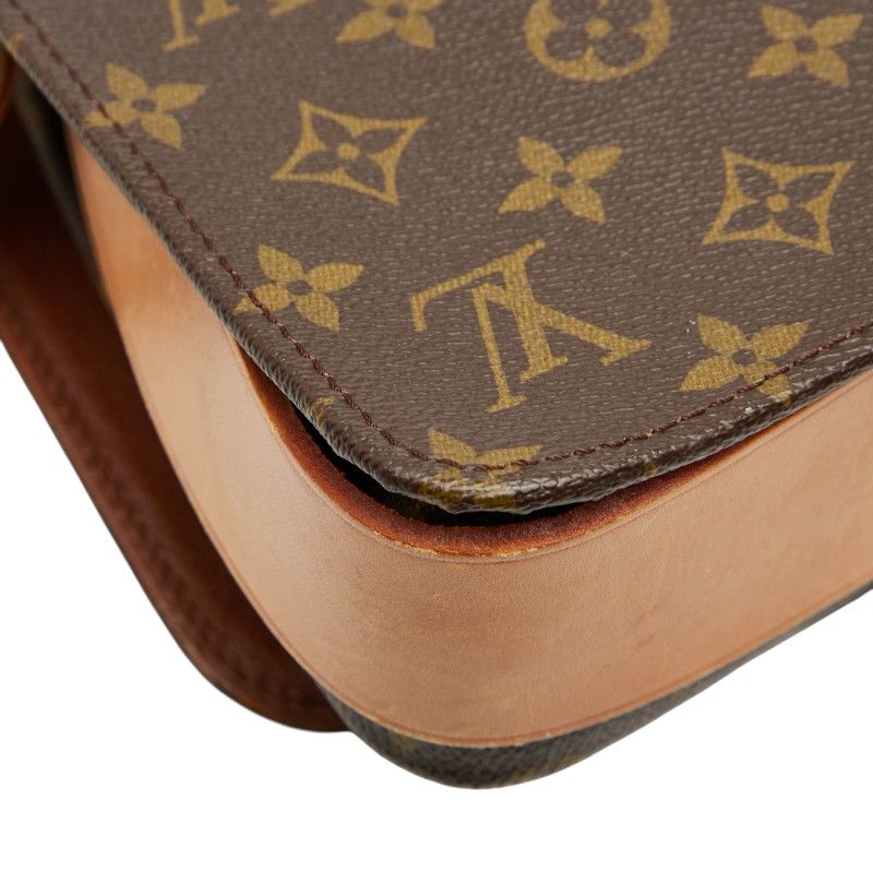Louis Vuitton Monogram Cartouchiere MM Crossbody Shoulder Bag M51253 Brown PVC