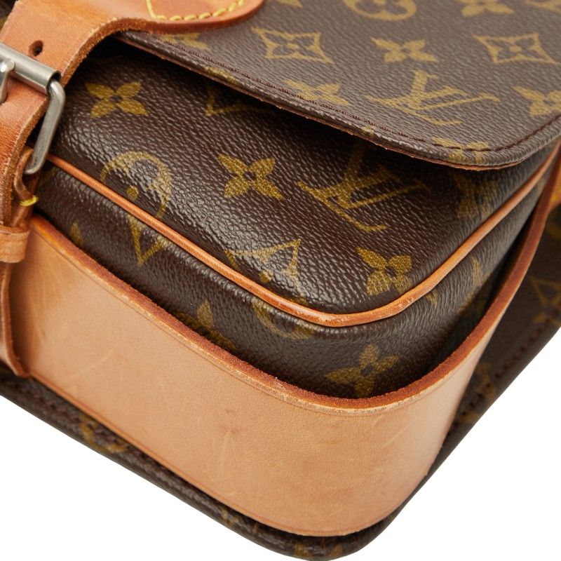 Louis Vuitton Monogram Cartouchiere MM Crossbody Shoulder Bag M51253 Brown PVC