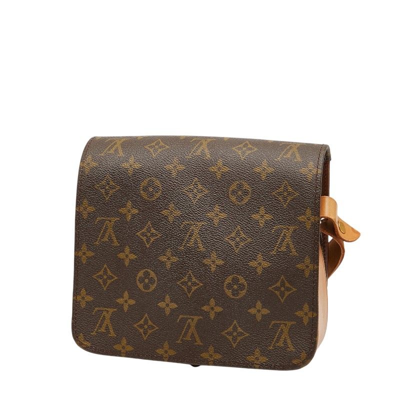 Louis Vuitton Monogram Cartouchiere MM Crossbody Shoulder Bag M51253 Brown PVC