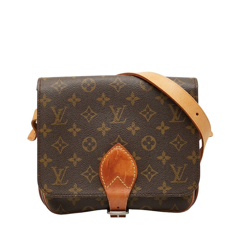 Louis Vuitton Monogram Cartouchiere MM Crossbody Shoulder Bag M51253 Brown PVC