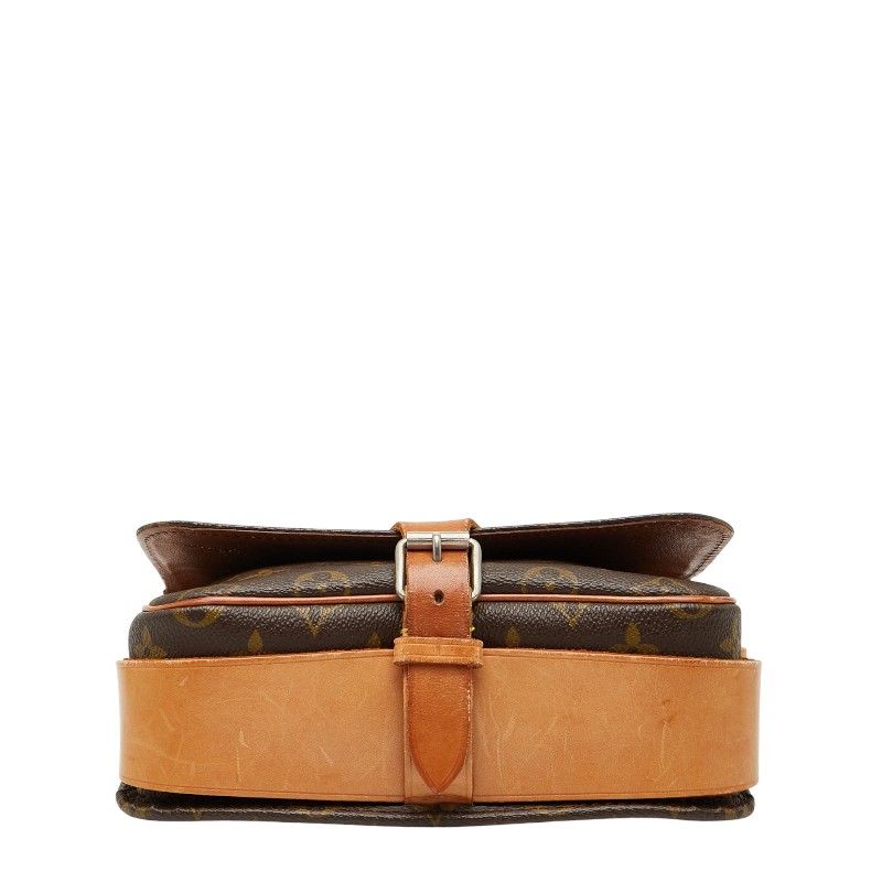 Louis Vuitton Monogram Cartouchiere MM Crossbody Shoulder Bag M51253 Brown PVC